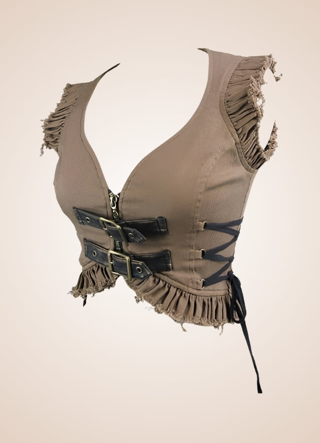 Women's Steampunk Vest Brown / 2XL womens-steampunk-vest-brown