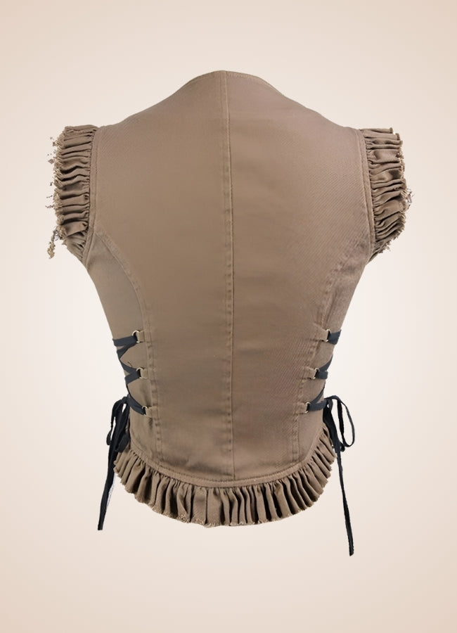 Women's Steampunk Vest Brown / 2XL womens-steampunk-vest-brown