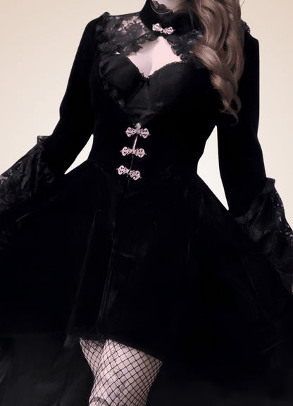 Women's Vintage Gothic Dress Black / M womens-vintage-gothic-dress-black